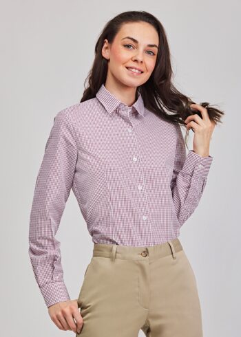 CAMISA MUJER ML CUADROS MOD 745 C.ROJO 032