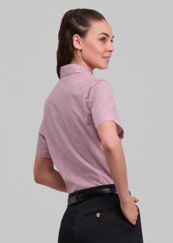 CAMISA MUJER M/C CUADROS C.ROJO 032
