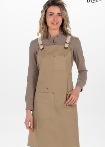 Delantal peto unisex beig bolsillos