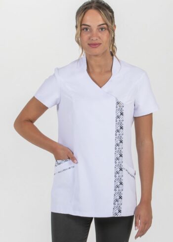 Chaqueta blanca m/c cuello y vista estampado