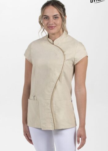 Chaqueta beig m/c cuello mao onda