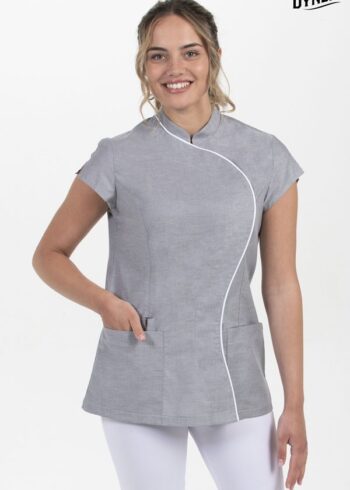 Chaqueta gris m/c cuello mao onda