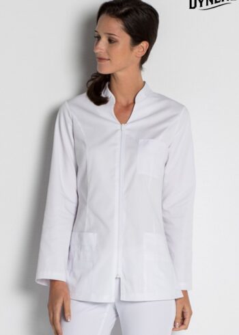 Chaqueta comercio m/l blanca con cremallera
