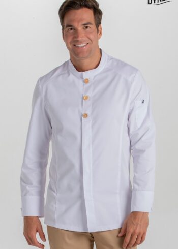 Chaqueta blanca hosteleria botón madera
