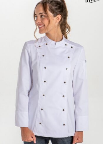 Chaqueta cocinera corchetes rejilla blanca