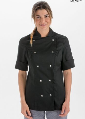 Chaqueta cocinera negra manga 3/4