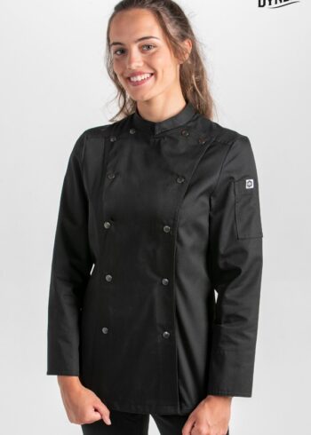 Chaqueta cocinera corchetes rejilla negra