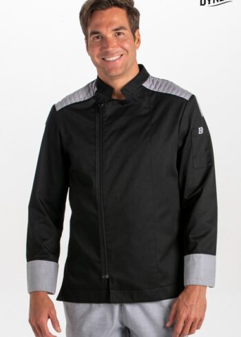 Chaqueta negra cocinero cremallera