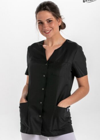 Chaqueta m/c corchetes microfibra negra