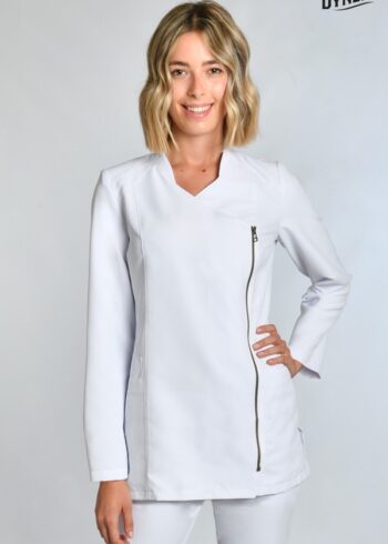 Chaqueta sra. blanca cremallera dorada