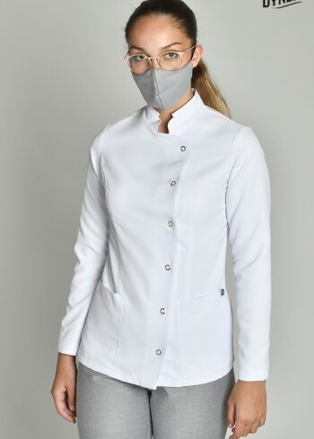 Chaqueta cruzada chica microfibra blanca m/l