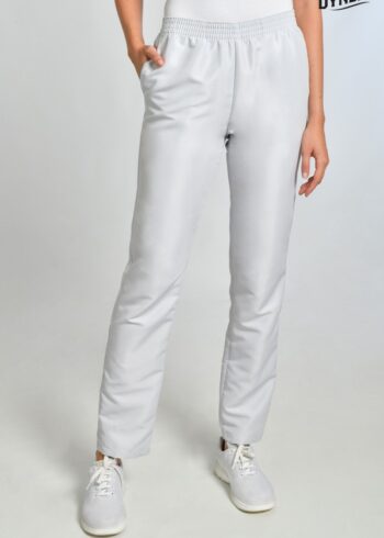 Pantalón microfibra gris perla con bolsillos