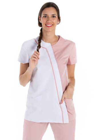 Chaqueta microfibra asimétrica rosa