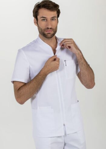 Chaqueta hombre cremallera blanca m/c