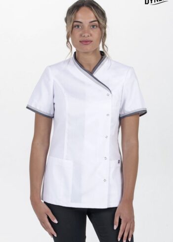 Chaqueta mujer cuello y mangas vivo gris