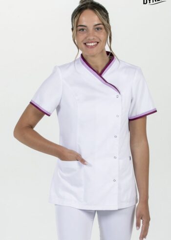 Chaqueta mujer cuello y mangas vivo morado