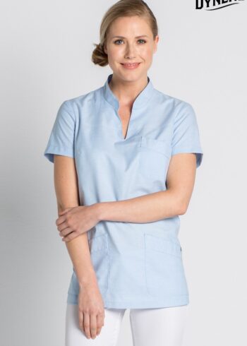 Casaca sanidad celeste cuello mao