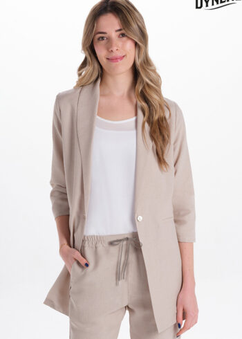 Levita beige mujer manga 3/4 fruncida