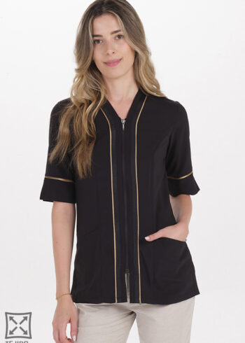 Chaqueta elástica manga 3/4 vivo dorado