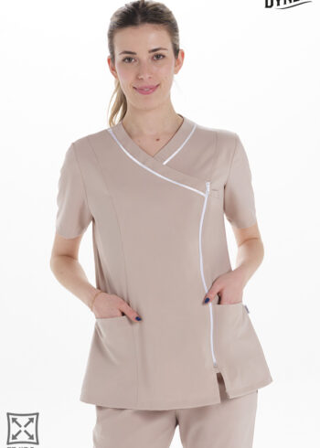 Chaqueta m/c microfibra elástica beige