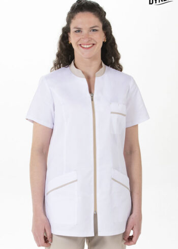 Chaqueta m/corta cuello mao beig pespuntes